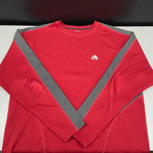 Nike Other - Vintage Nike ACG Shirt Mens XL Red Gray Graphic‎ Long Sleeve Athletic Casual